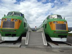 hild at the entrance to the train museum