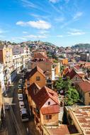 Beautiful landscape of Antananarivo, with the colorful houses and plants in Madagascar, Africa