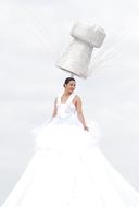 Funny wedding photo of a girl