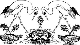 stork bird decoration flower drawing