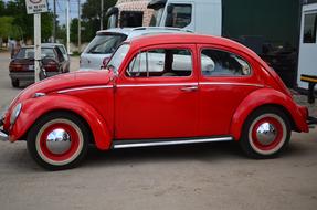 red unusual car at the fair