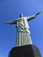 bottom view of the monument to jesus in rio de janeiro