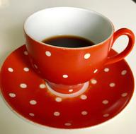 red mug with a hot beverage