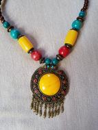 Necklace Blue Yellow Red And Brown