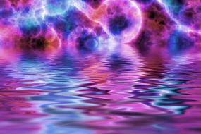 purple blue sky reflected in water