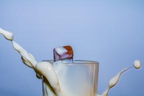 splashes of milk from a glass