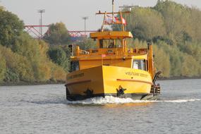 floating a large ship in a river