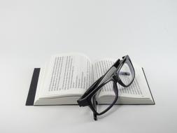 eyeglasses on a book