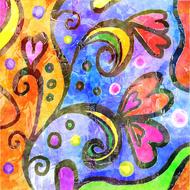 drawing of abstract pattern colorful wall
