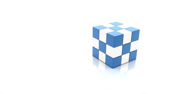 blue and white 3d cube on a white background