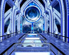 fantastic building with a view of space