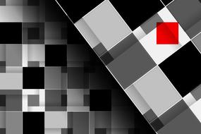 Pattern with the black, gray, white and red cubes, clipart