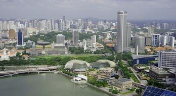 beautiful panorama of Singapore from an airplane