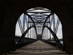 interior of Old Harburg Bridge across elbe river, germany, Hamburg