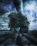 countryside rain storm lightning