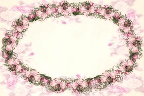 pink roses oval frame drawing