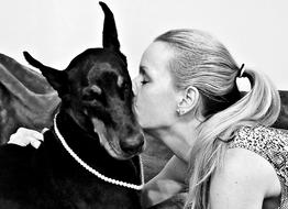 Black White Kisses Doberman Blonde