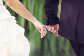 wedding couple holding hands