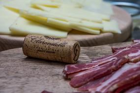 wine cork near the meat