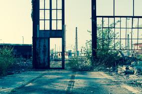 Landscape with the industrial buildings and plants