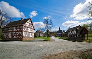 Beautiful landscape with the houses in Neu-Anspach, Hesse, Germany