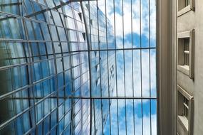 mirrored facade in an office building