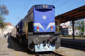 Blue Train on Railway