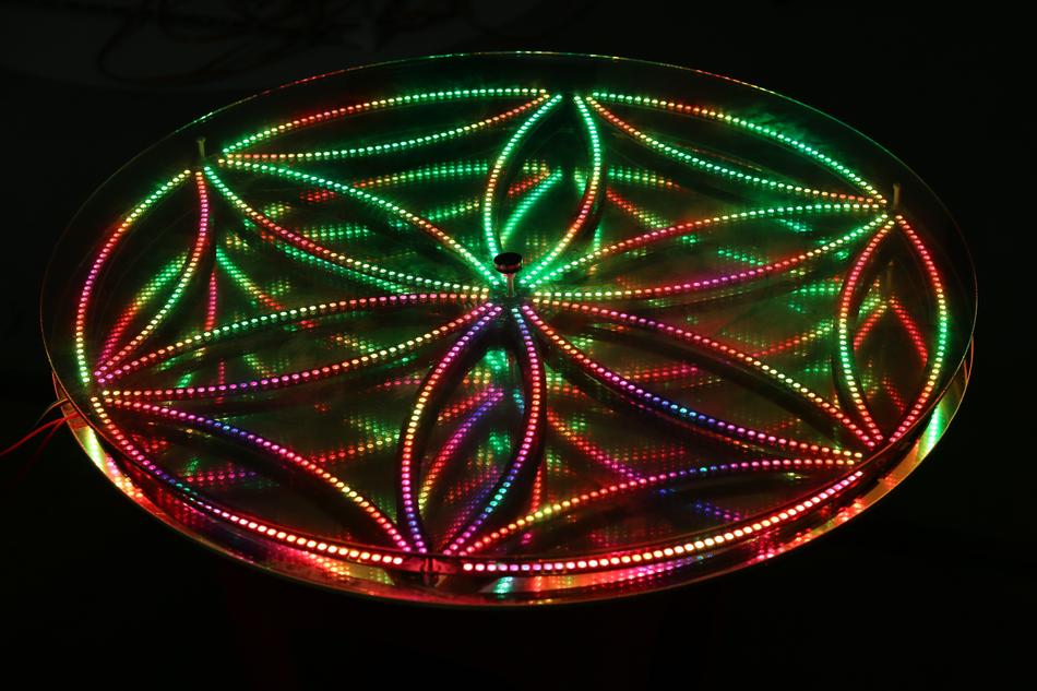 swirled panel on black background