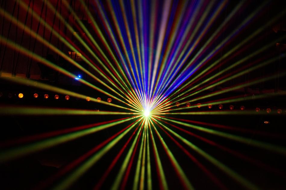 club laser show rays heart