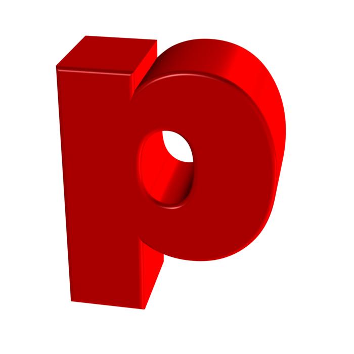 red letter p is large