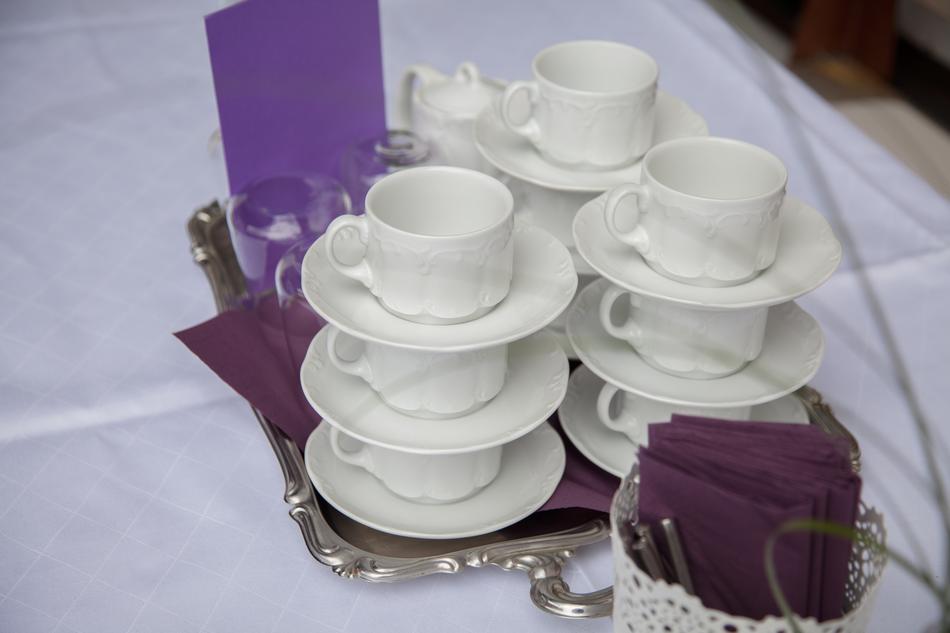 white mugs on a beautiful table