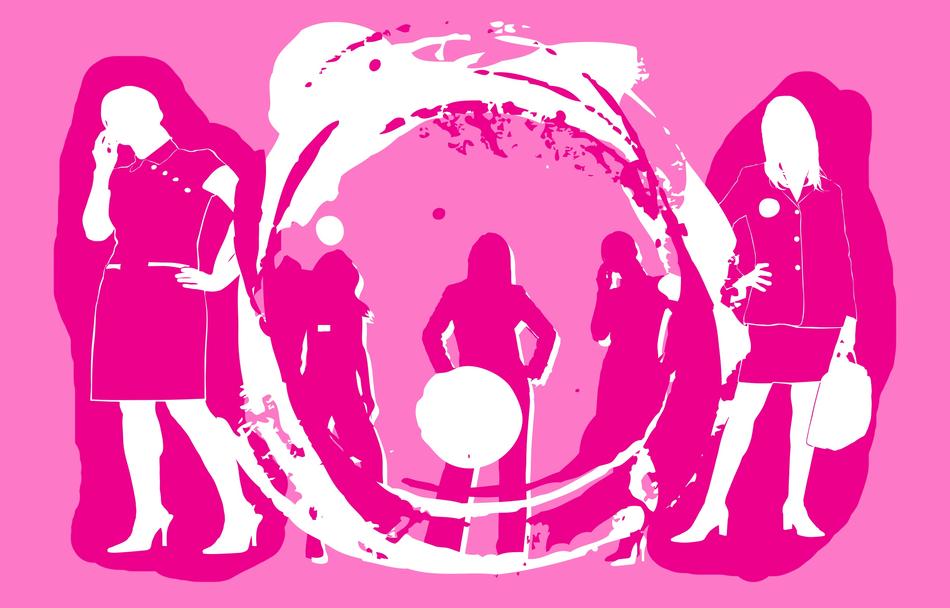 women pink silhouettes woman