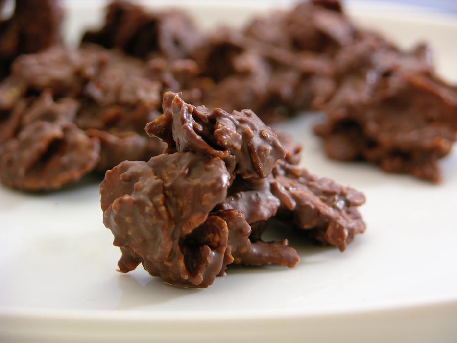 delicious treats in chocolate with nuts