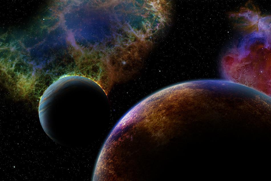 colorful planets in the sky of space