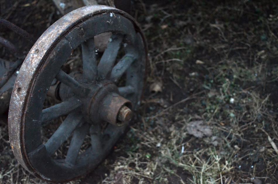 wooden old cart wheel