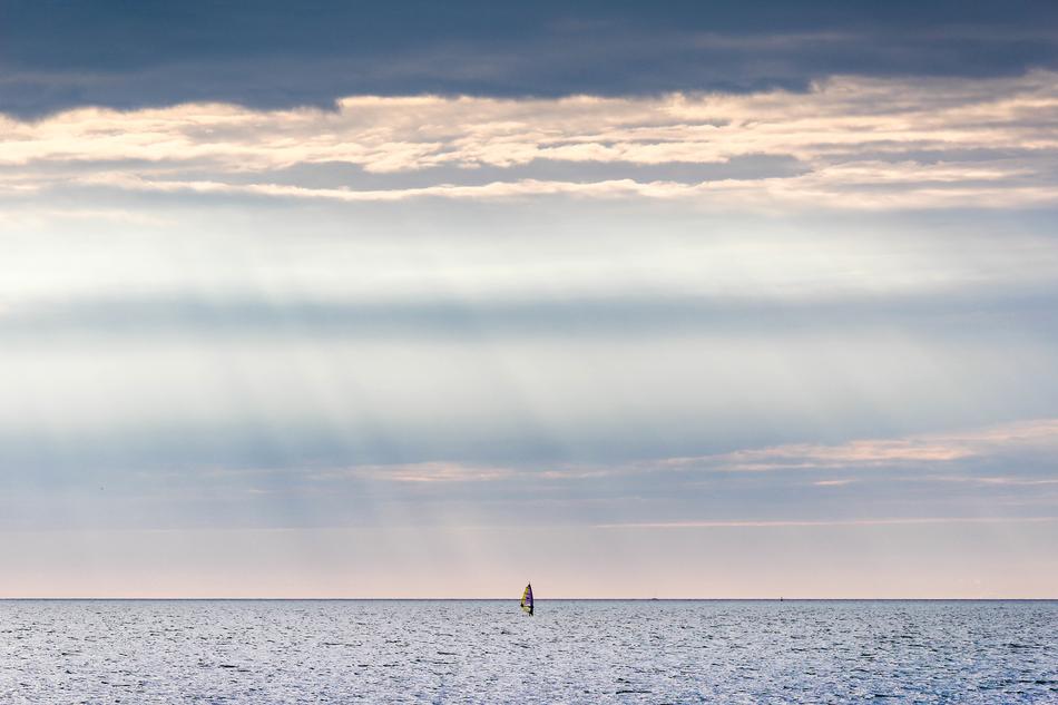 sun beams over the sea