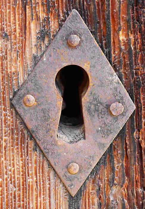 Rusty lock on the door