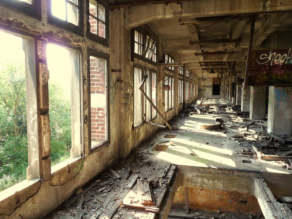 ruined old house building