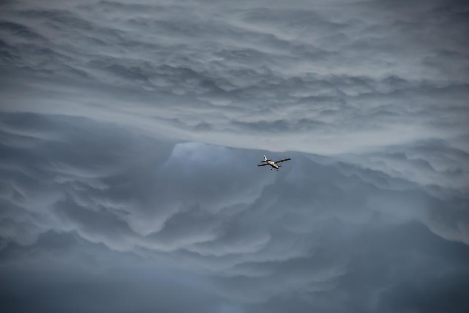 stormy weather with an airplane