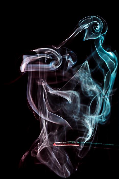 colored smoke from a fragrance stick