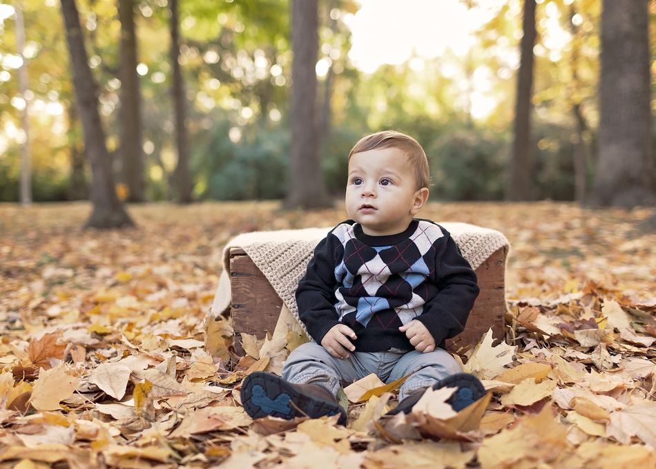 Baby Boy dry leaves