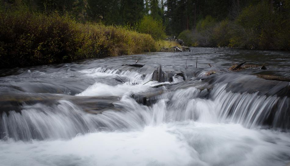 River speeding on rocky bad in wilderness, Oregon