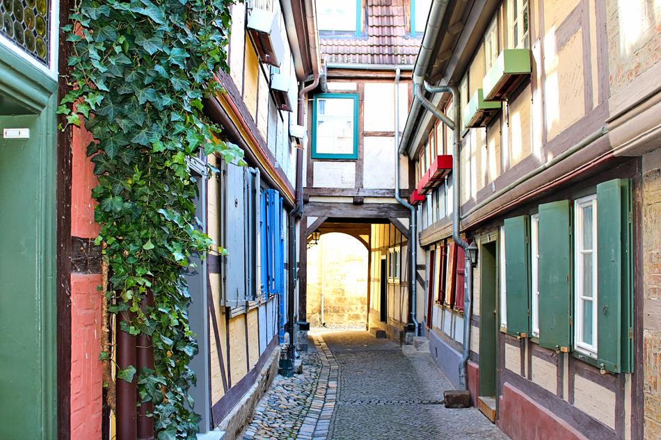 beautiful street with colored houses