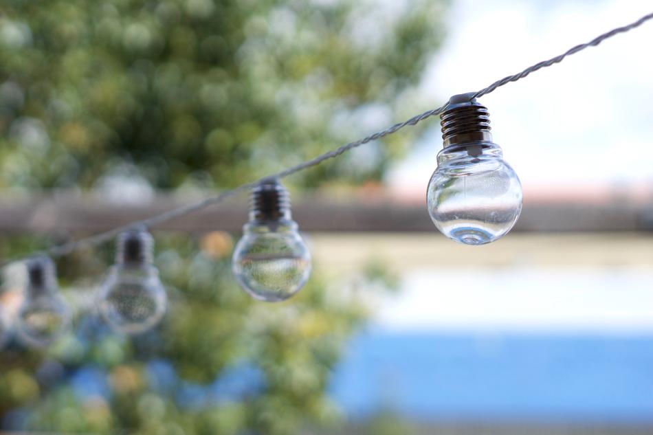 lamps attached to a rope