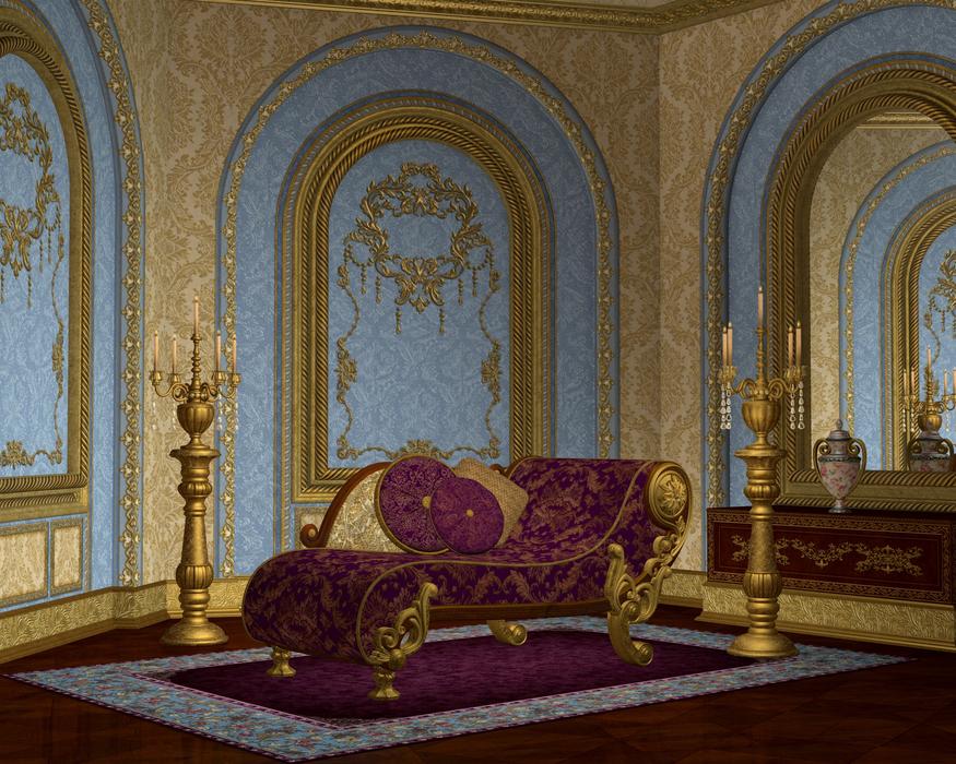 luxurious chaise lounge in a rich room