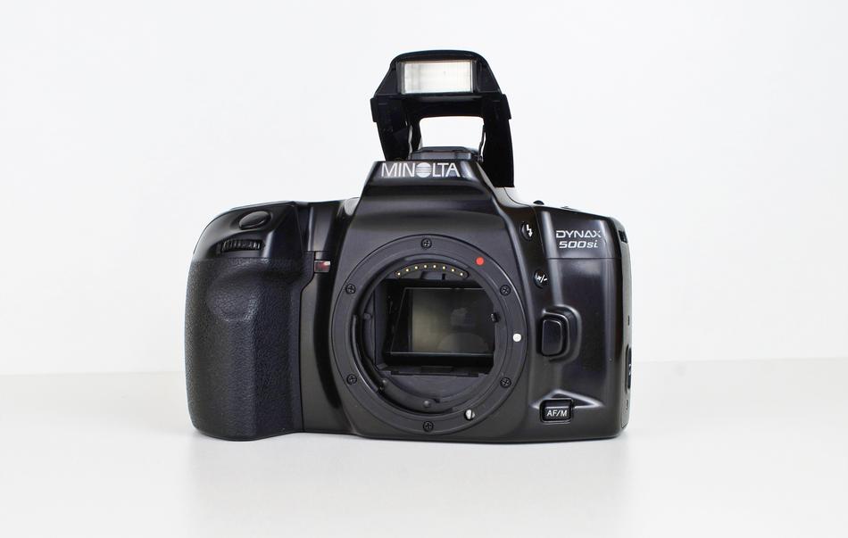 old camera with a popup flash
