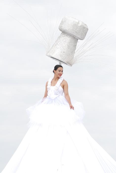 Funny wedding photo of a girl