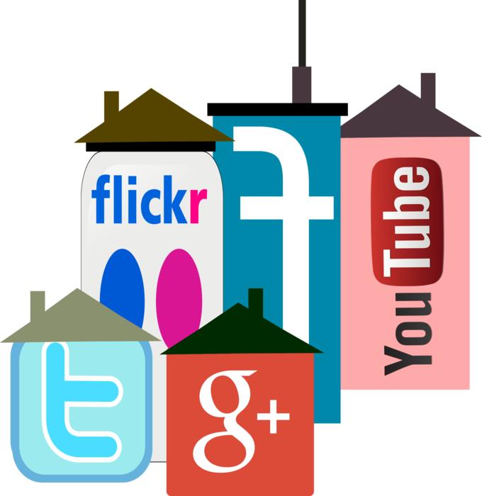 facebook, flicker, youtube, google as a drawing