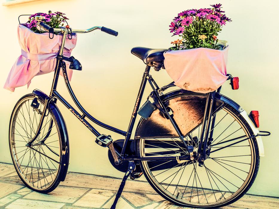 beautiful bike decorated with flowers