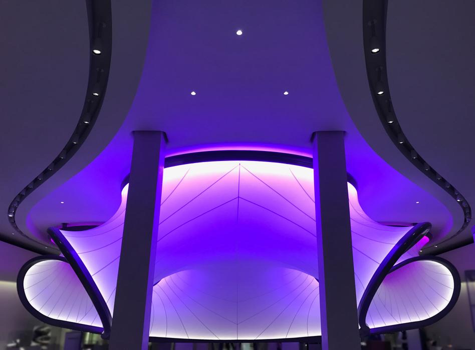 bright purple ceiling in the room